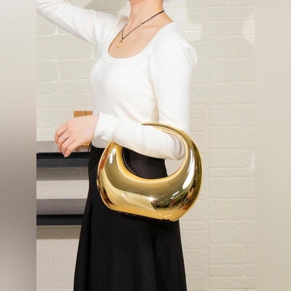 Miss Lola Handbags - Gold Crescent Bag